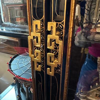 BLACK LAQUER ASIAN CURIO CABINET
