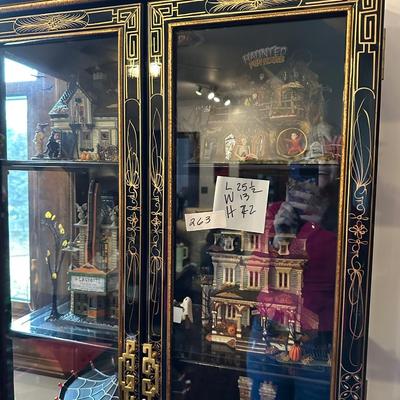 Sale Photo Thumbnail #1266: BLACK LAQUER ASIAN CURIO CABINET 25X13X72 does not include contents