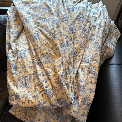 4 PANELS YELLOW TOILE CURTAINS