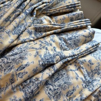 4 PANELS YELLOW TOILE CURTAINS