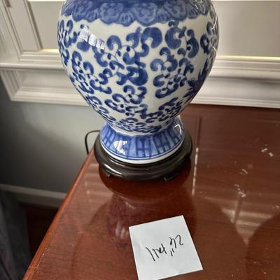 PAIR BLUE WHITE LAMPS