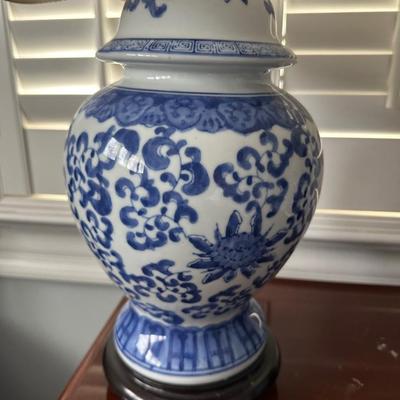 PAIR BLUE WHITE LAMPS