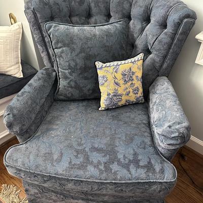 BLUE UPHOLSTERED CHAIR