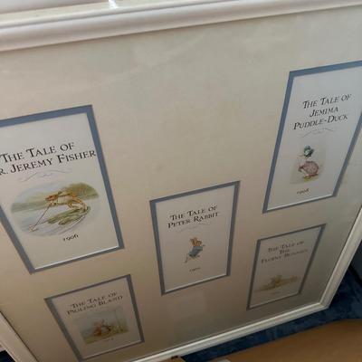 BEATRIX POTTER FRAMED ART, PILLOW LOT