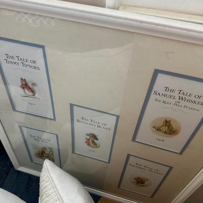 BEATRIX POTTER FRAMED ART, PILLOW LOT