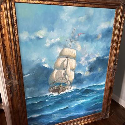 FRAMED SHIP PAINTING