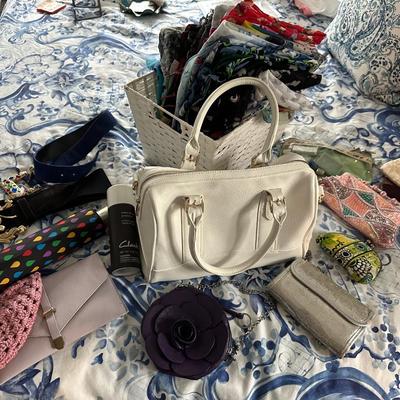 PURSE, BELTS, SCARVES LOT