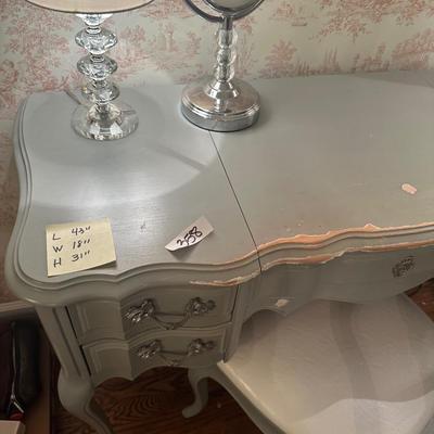 VANITY WITH CHAIR, NEEDS PAINTING 43X18X31