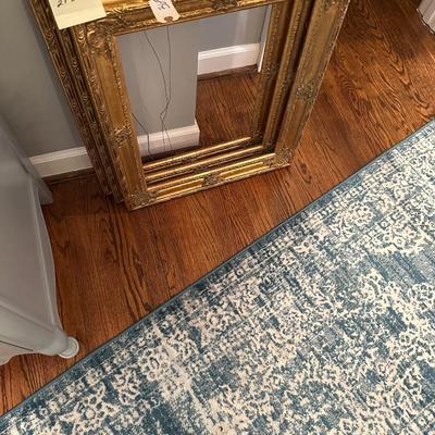 3 GOLD FRAMES, BLUE RUG AS PICTURED