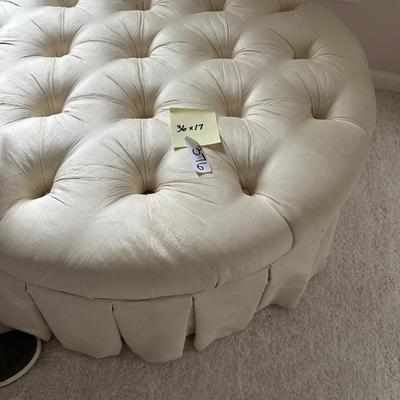 TUFTED ROUND OTTOMAN 36X17 NEEDS CLEANING
