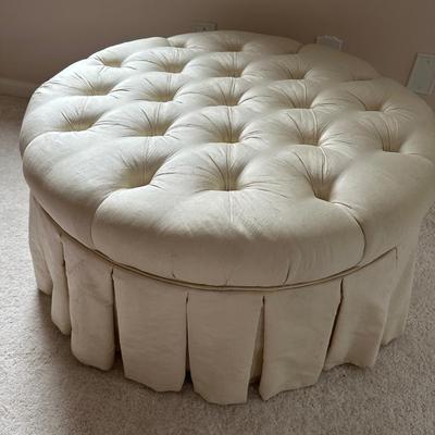 TUFTED ROUND OTTOMAN 36X17 NEEDS CLEANING