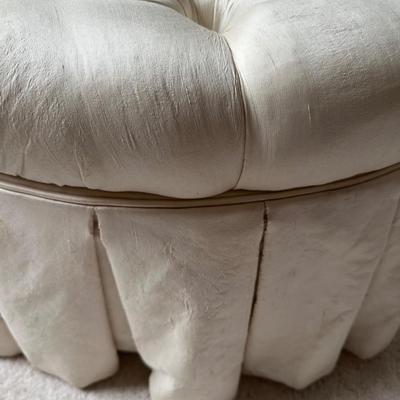 TUFTED ROUND OTTOMAN 36X17 NEEDS CLEANING