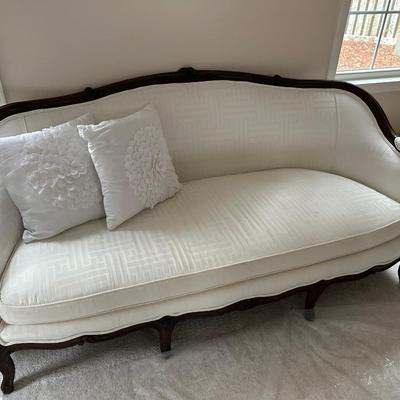 UPHOLSTERED ANTIQUE SOFA 71" SOME STAINS
