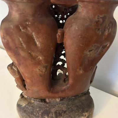 CHINESE CARVED SOAPSTONE DOUBLE VASE