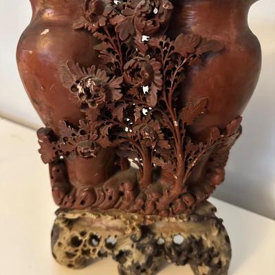 CHINESE CARVED SOAPSTONE DOUBLE VASE