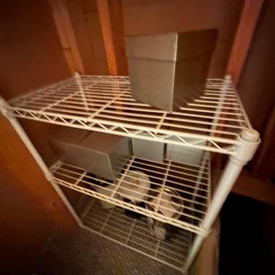 4 SMALL SHELVING UNITS AS PICTURED