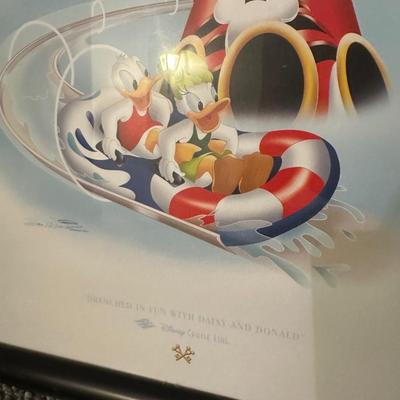 DONALD DUCK FRAMED ART, MIRROR, BASKET