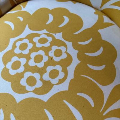 PAIR GOLD WHITE ACCENT CHAIRS, A FEW SPOTS, NEEDS CLEANING