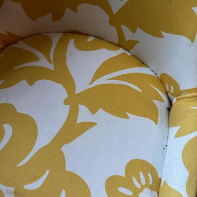 PAIR GOLD WHITE ACCENT CHAIRS, A FEW SPOTS, NEEDS CLEANING