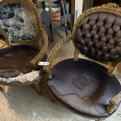 PAIR OF FRENCH STYLE PROJECT CHAIRS READY FOR REUPHOLSTERING