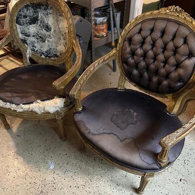 PAIR OF FRENCH STYLE PROJECT CHAIRS READY FOR REUPHOLSTERING