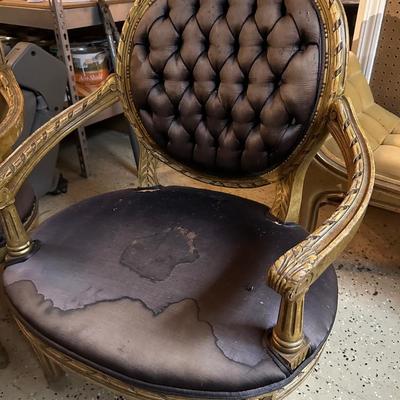 PAIR OF FRENCH STYLE PROJECT CHAIRS READY FOR REUPHOLSTERING