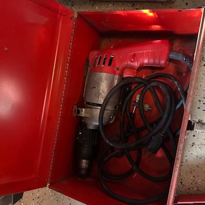 ACE IMPACT WRENCH, VINTAGE MILWAUKEE HAMMER DRILL WITH RED TOOL BOX