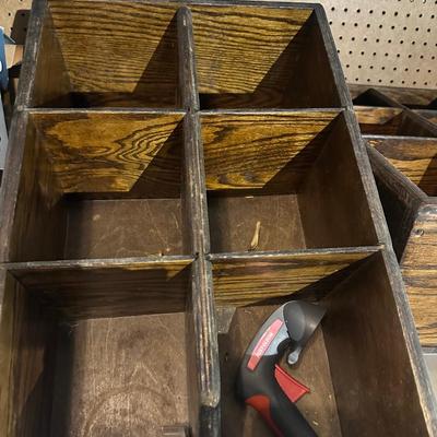 3 WOOD BOXES AS PICTURED, ONE HAS GOLF BALLS