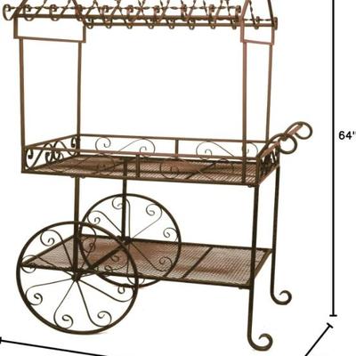 DPI DEER PARK IRONWORKS LARGE FLOWER CART PLANTER