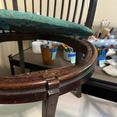 ANTIQUE EDWARDIAN ROUND BACK CHAIR NEEDS NEW UPHOLSTERY