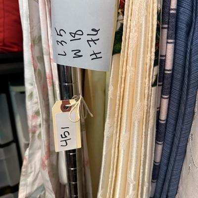 ROLLING CLOTHES RACK, LINENS AS PICTURED
