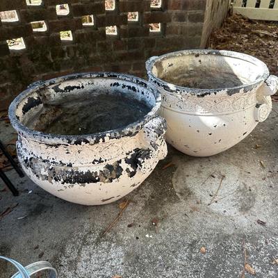 TERRA COTTA, TORCH LIGHT AND PLASTIC PLANTERS AS PICTURED