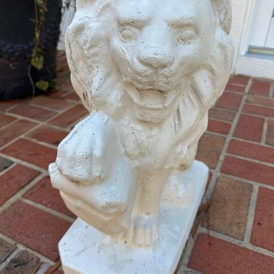 PAIR CEMENT LION PLANTERS