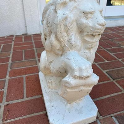PAIR CEMENT LION PLANTERS