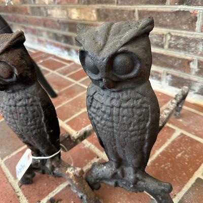 Owl andiron pair