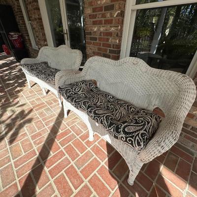 pair wicker settee