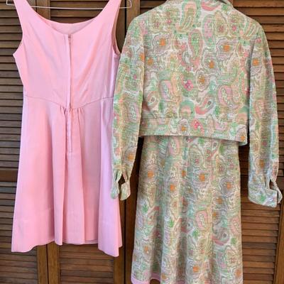 Lot of 2 vintage dresses, Including one with A matching jacket.