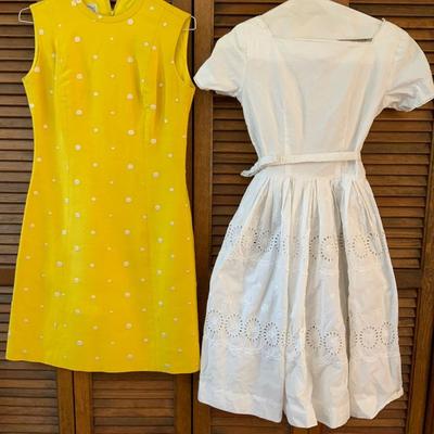 Lot of 2 vintage dresses with one being bright yellow.