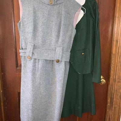 Lot of Vintage Dresses with one 2 piece Hunter Green