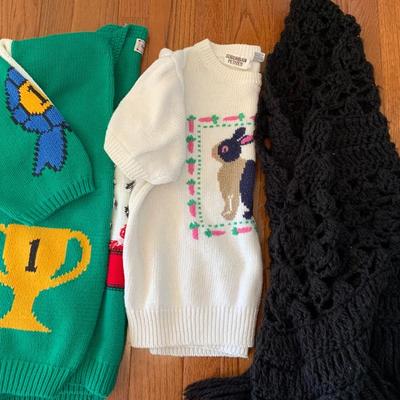Lot of sweaters including one with a Bunny