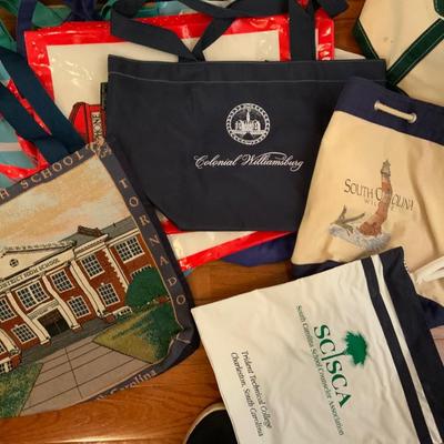 Lot of Misc Shopping Totes including a basket