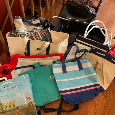 Lot of Misc Shopping Totes including a basket
