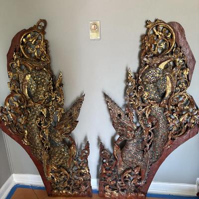 Ornate Wood Painted Dragons (B3-ES)