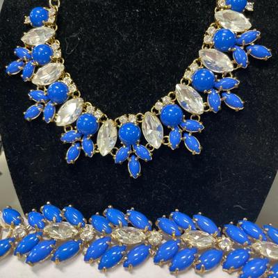 Blue J. Crew bead and stone set