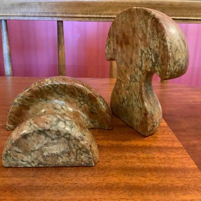 Alabaster Marble Mushroom Bookends
