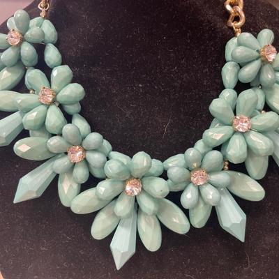 Teal color beaded necklaces