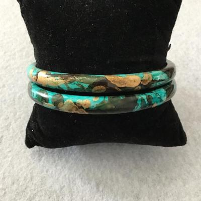 Two turquoise gold, Bengal bracelets