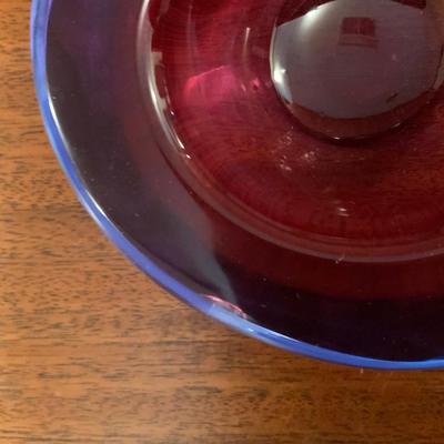 Blue Pink Purple Sommerso Murano Glass Ashtray by Flavio Poli Seguso Italy 1960’s