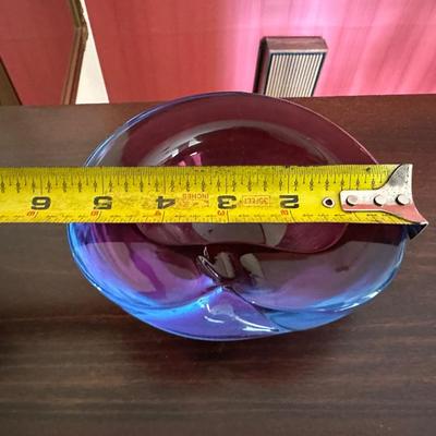 Blue Pink Purple Sommerso Murano Glass Ashtray by Flavio Poli Seguso Italy 1960’s