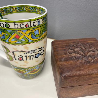 New Irish mug and wood box